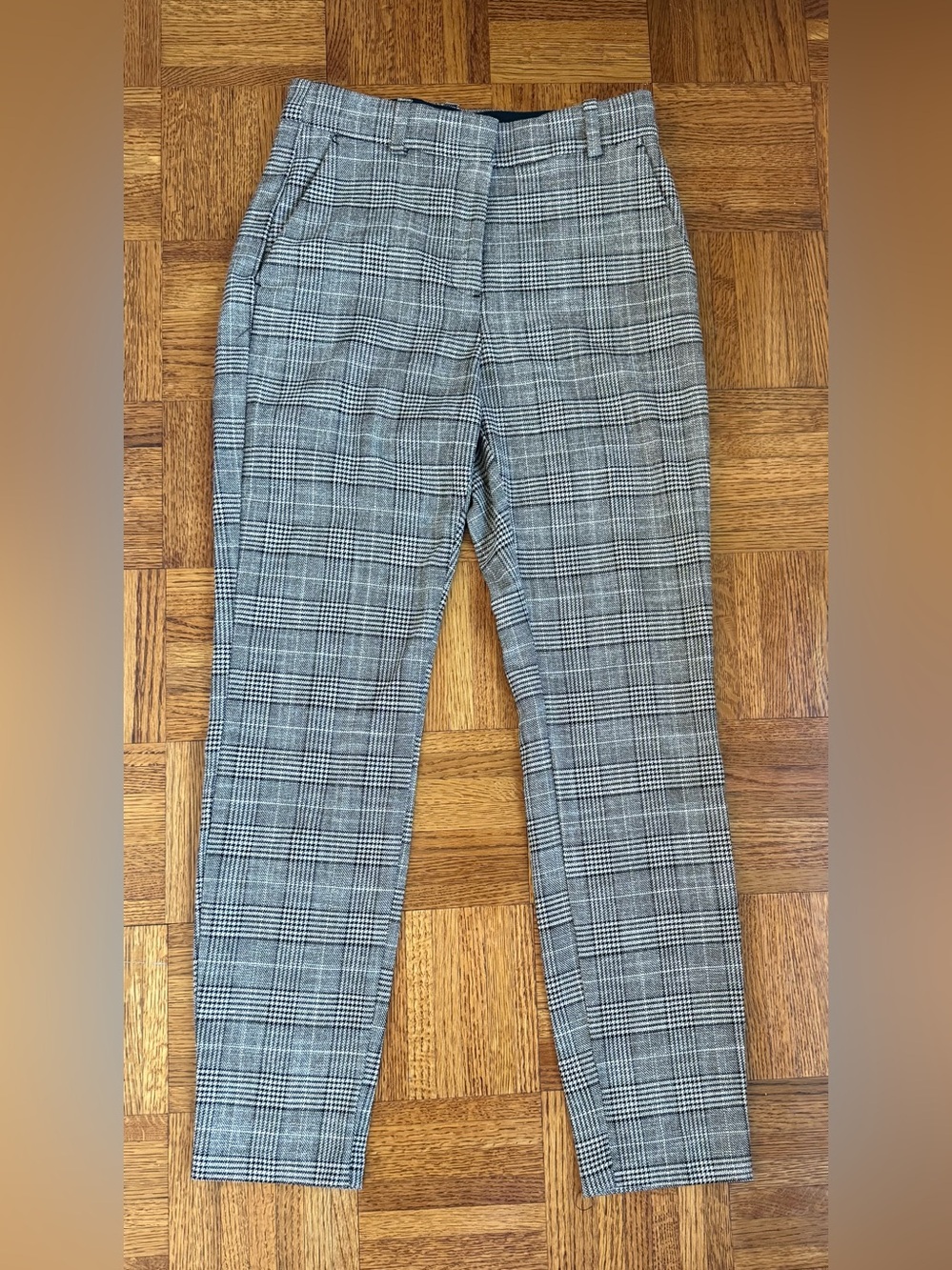 H&M Plaid Textured Slim Ankle Pants